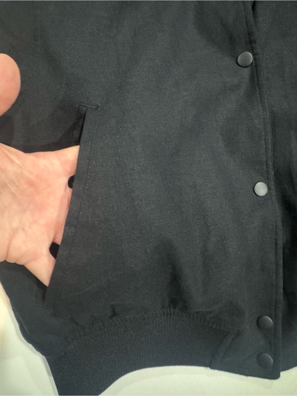 H&M Black Linen Blend Bomber Jacket Shoulder Pads Size L - Picture 5 of 7